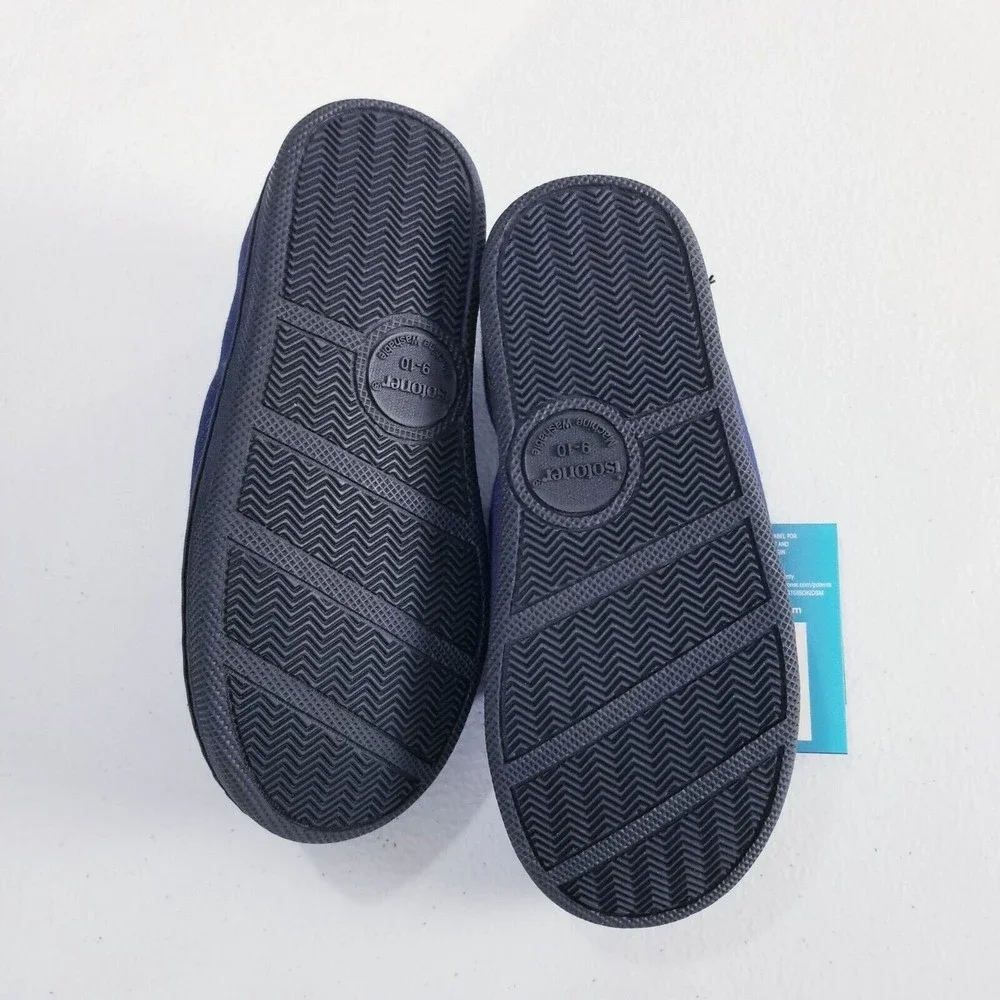 Isotoner Kids Chandler Moccasin Slippers Size 9-10 Navy Blue NEW Boys